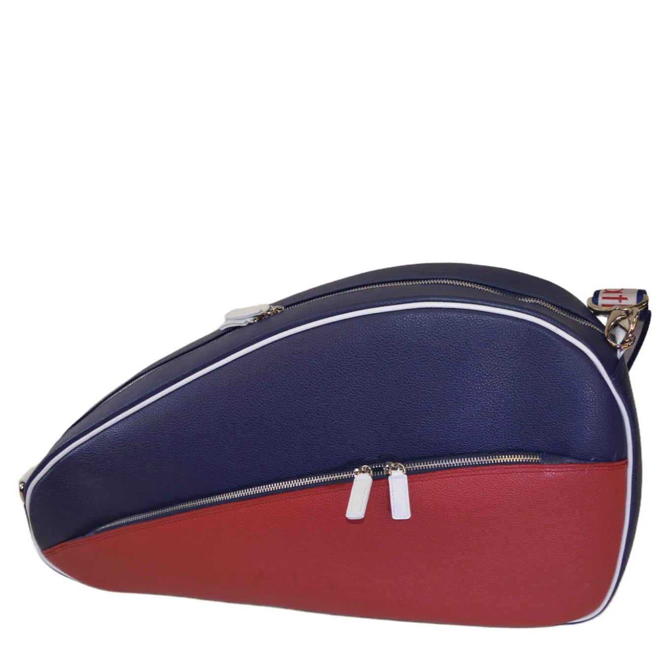Borsa in pelle blu e rossa per paddle e pickleball