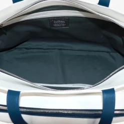 Borsa sportiva bianca/rossa/blu con tasca a forma di racchetta da tennis