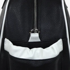 Borsa sportiva in bianco e nero con tasca a forma di racchetta da tennis