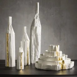 Bottiglia Decorativa Corteccia Bianca con Inserto Oro