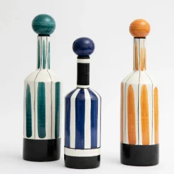 Bottiglia decorativa Demetra blu con coperchio