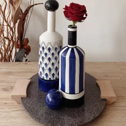 Bottiglia decorativa Demetra blu con coperchio