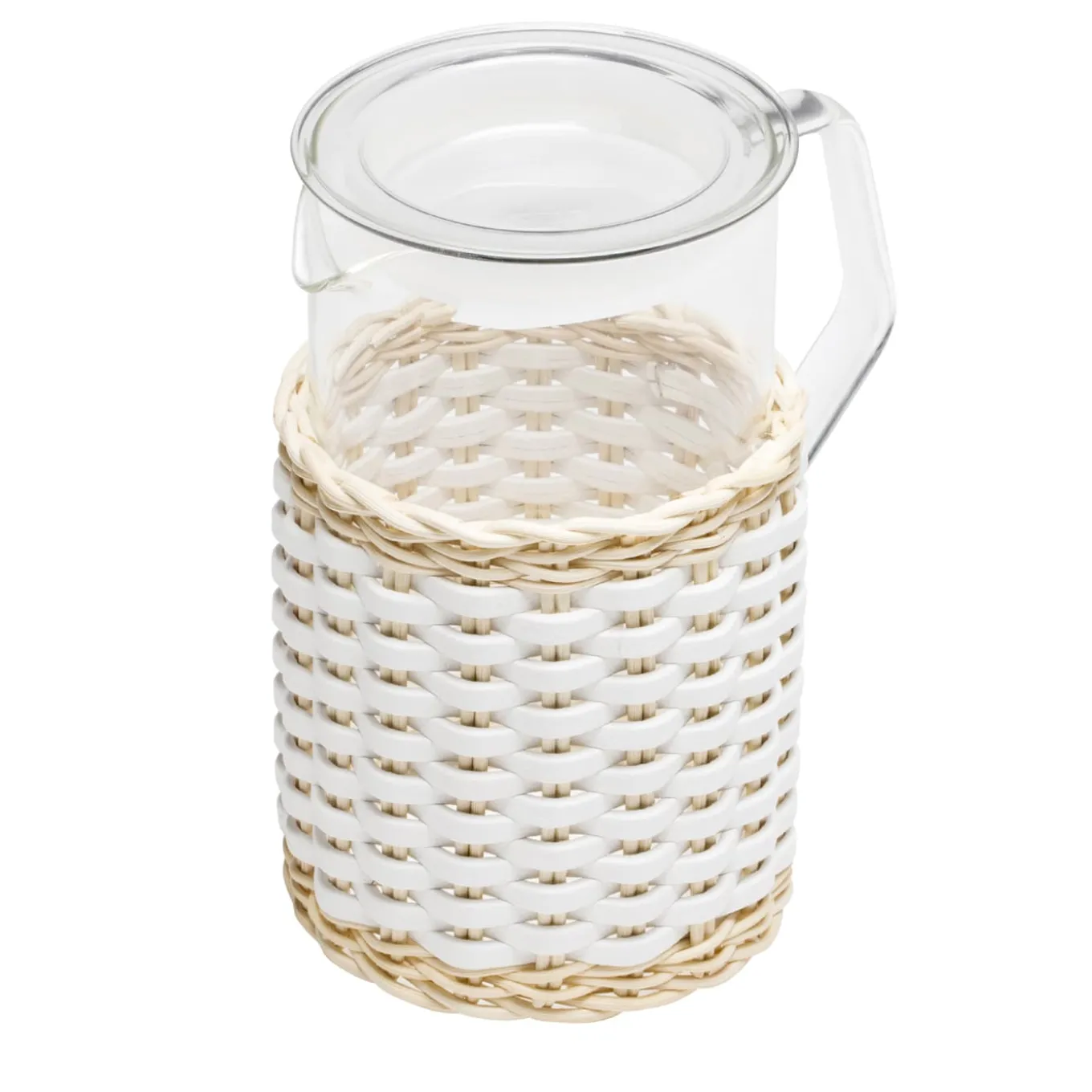 Brocca di vetro in pelle e rattan Marseille