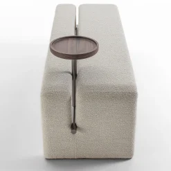 Butter Panchina in Tessuto Bianco con Vassoio in Noce