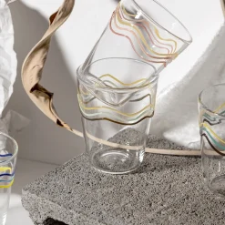 Cabinet De Curiosités Set di 6 bicchieri da acqua con onde colorate