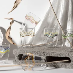 Cabinet De Curiosités Set di 6 bicchieri da acqua con onde colorate