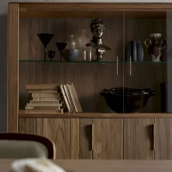 Cabinet Domino a 4 ante in vetro e noce canaletto