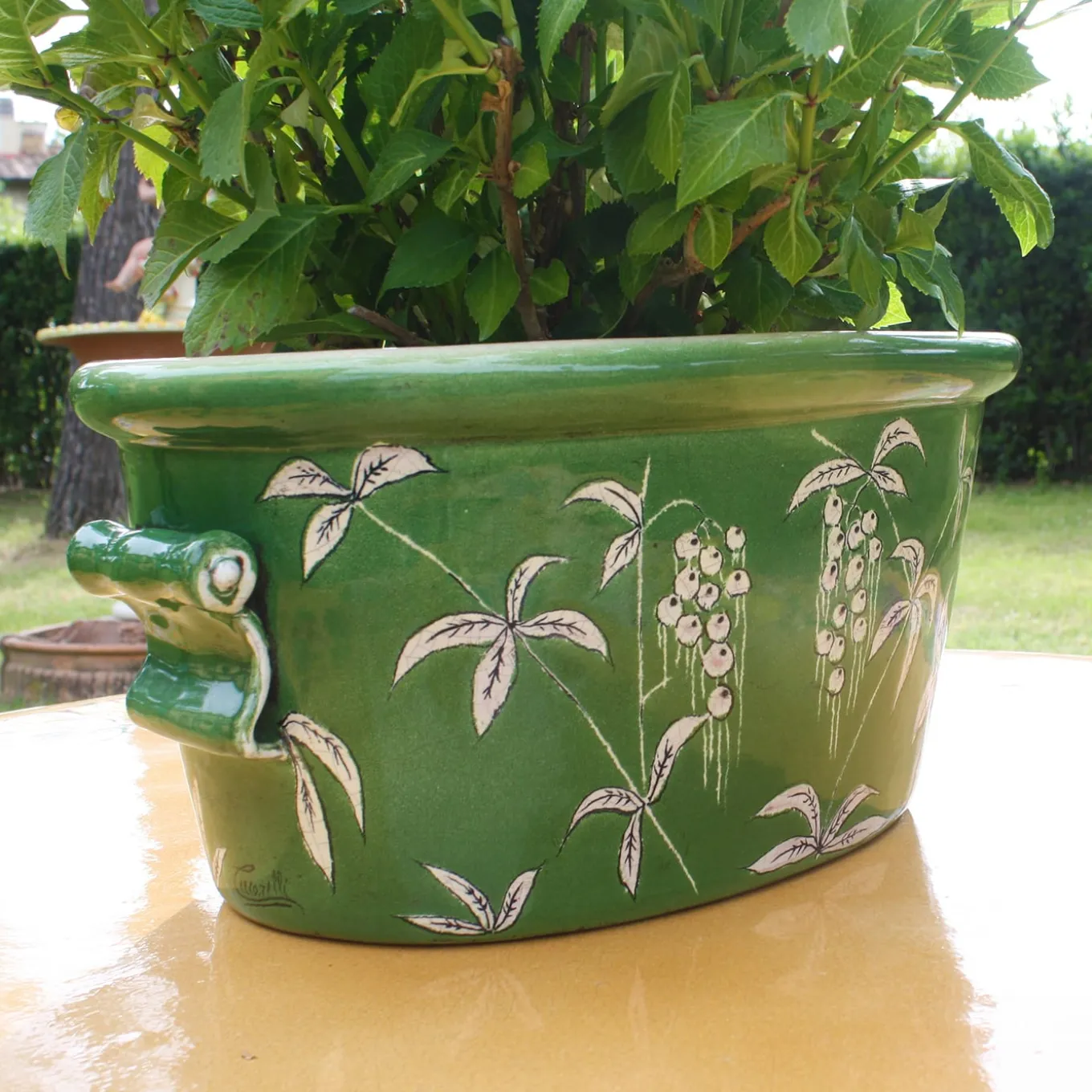 Cachepot ovale verde Devonshire