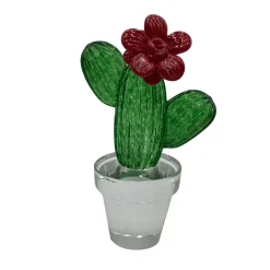 Cactus di vetro con fiore rosso