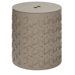 Cancun N. 13 Cesto rotondo beige con coperchio