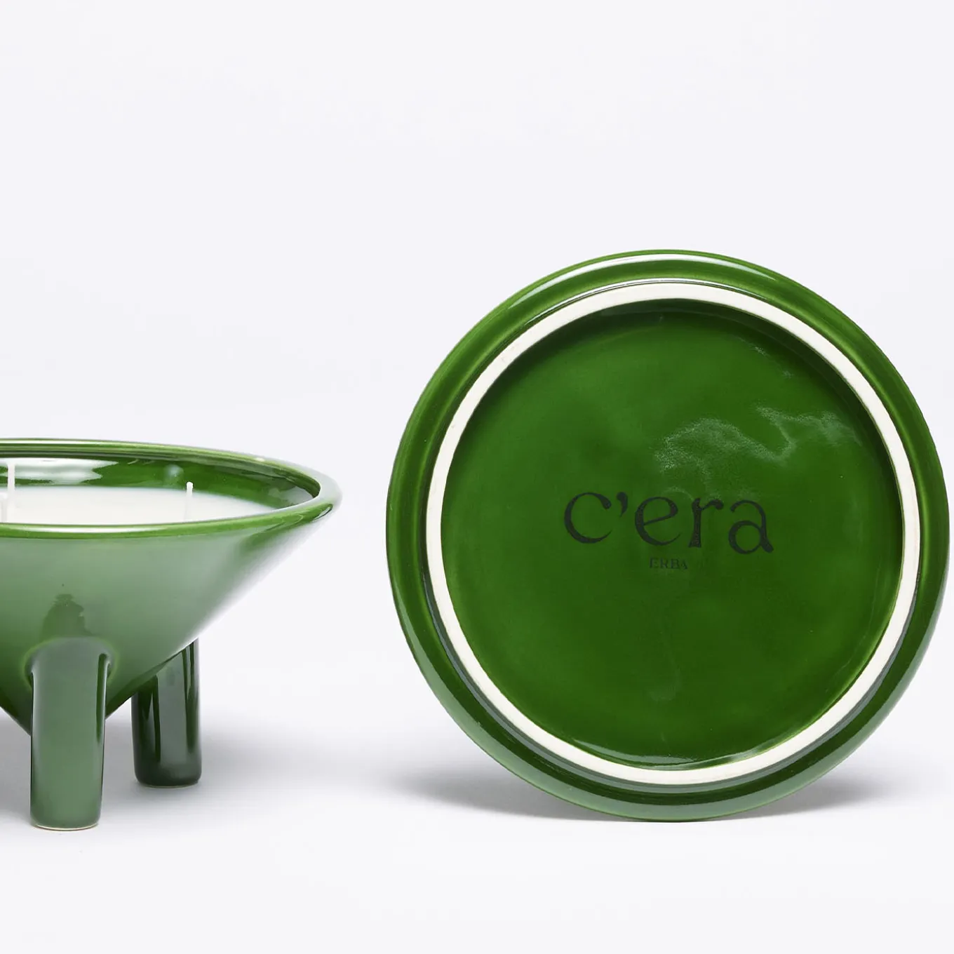 Candela in Ceramica Verde Erba Drop