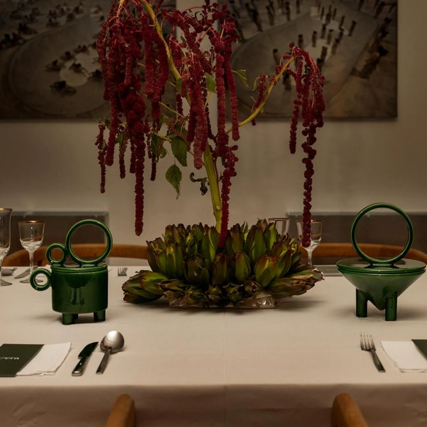 Candela in Ceramica Verde Erba Drop