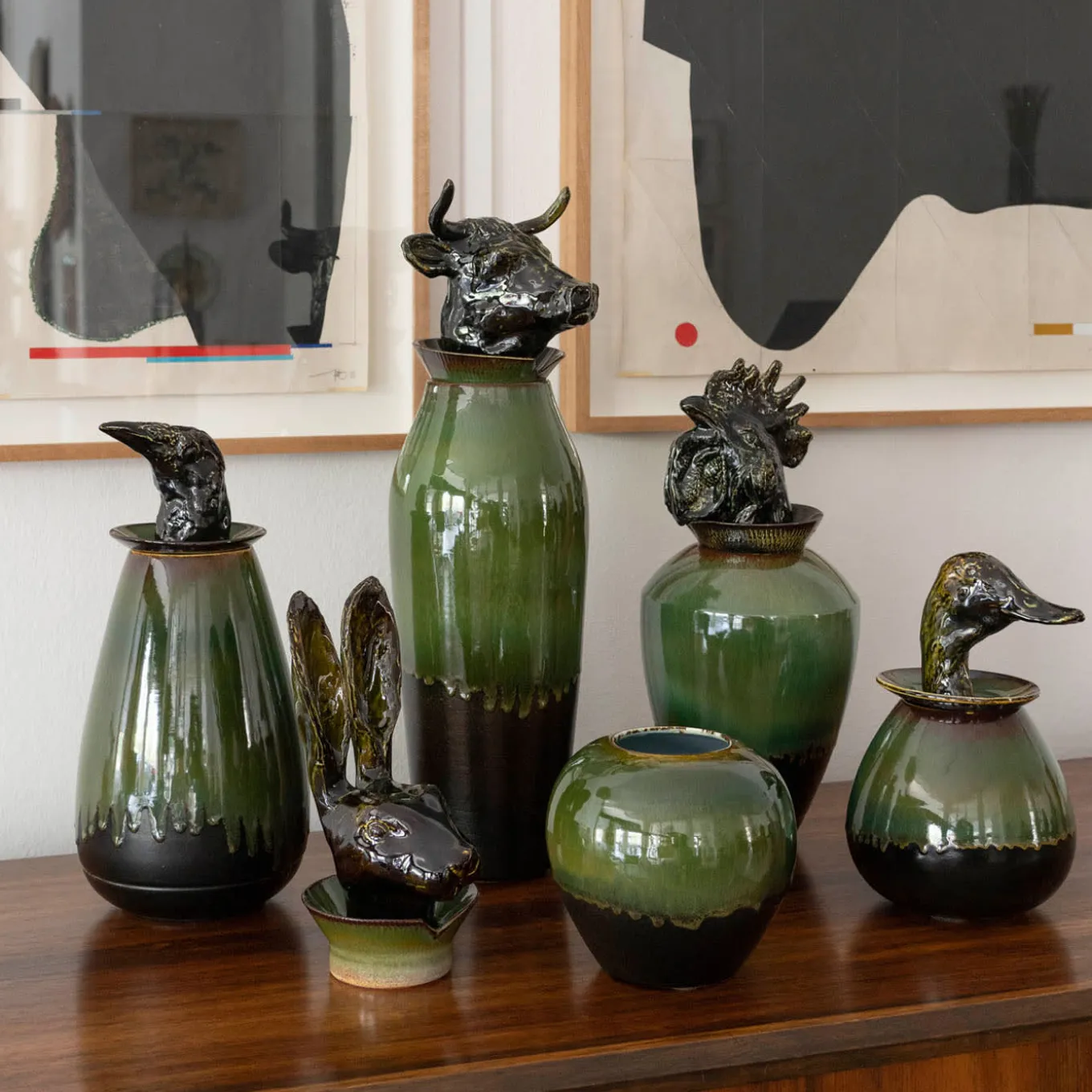 Canopo Anatra Vaso nero e verde #2