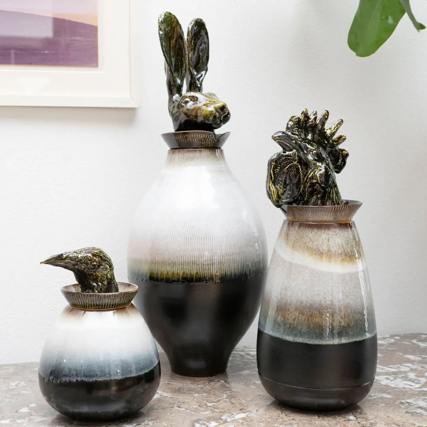 Canopo Gallo Vaso bianco e nero #2