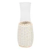 Caraffa Dijon in pelle bianca e rattan
