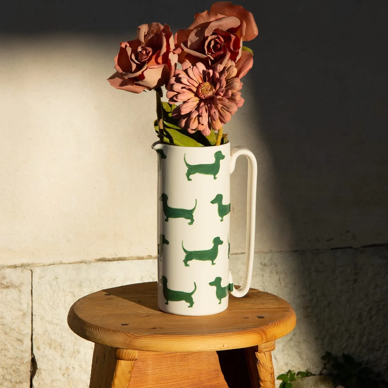 Caraffa in ceramica verde Serlio Bassotti