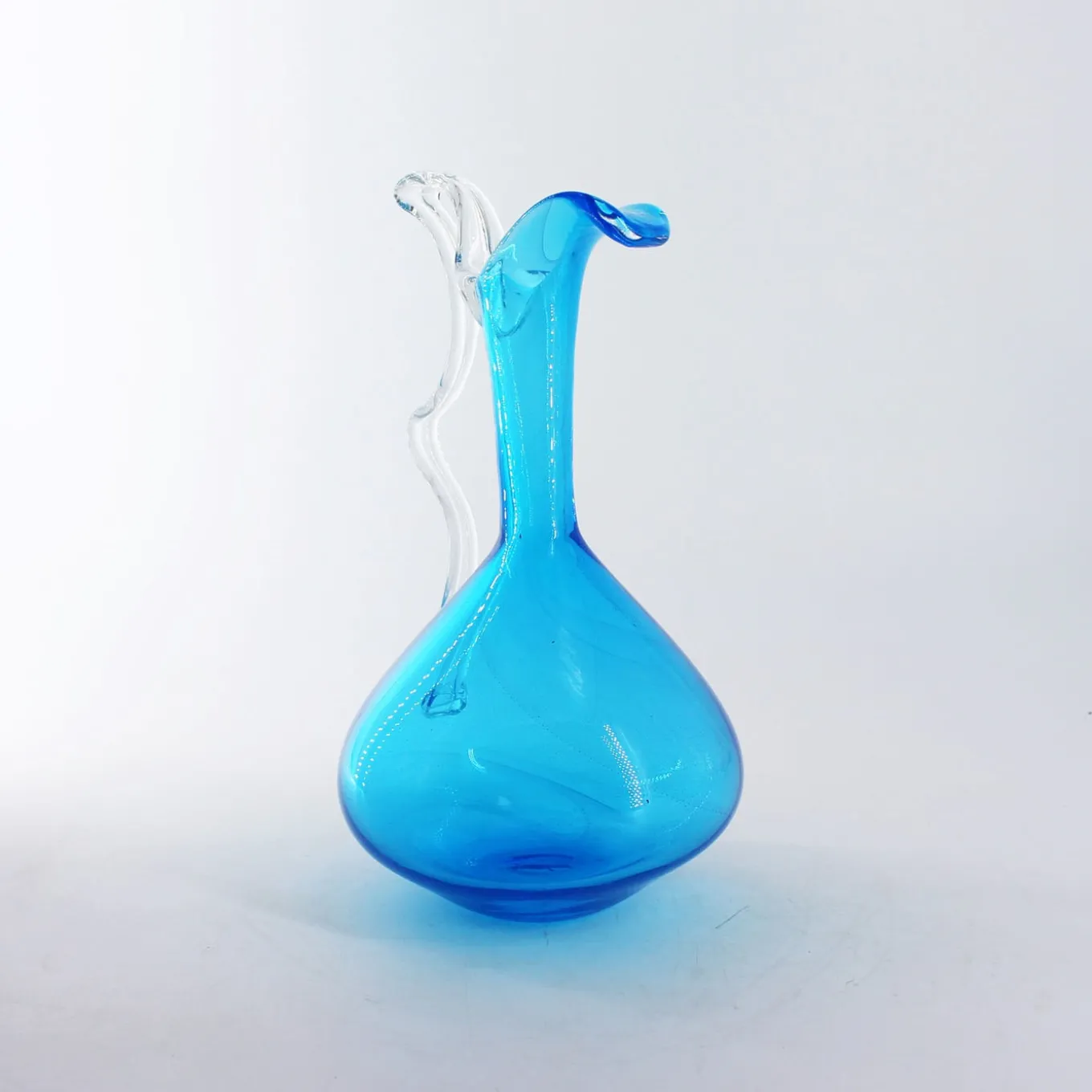 Caraffa in vetro di Murano color acquamarina