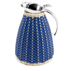 Caraffa termica Monceau in pelle e rattan blu