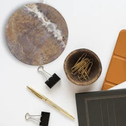 Caricatore Piccolo Wireless con Base in Marmo Emperador Marrone