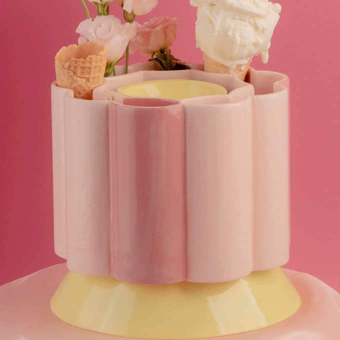 Carosello Coppa grande in ceramica multicolore per gelato