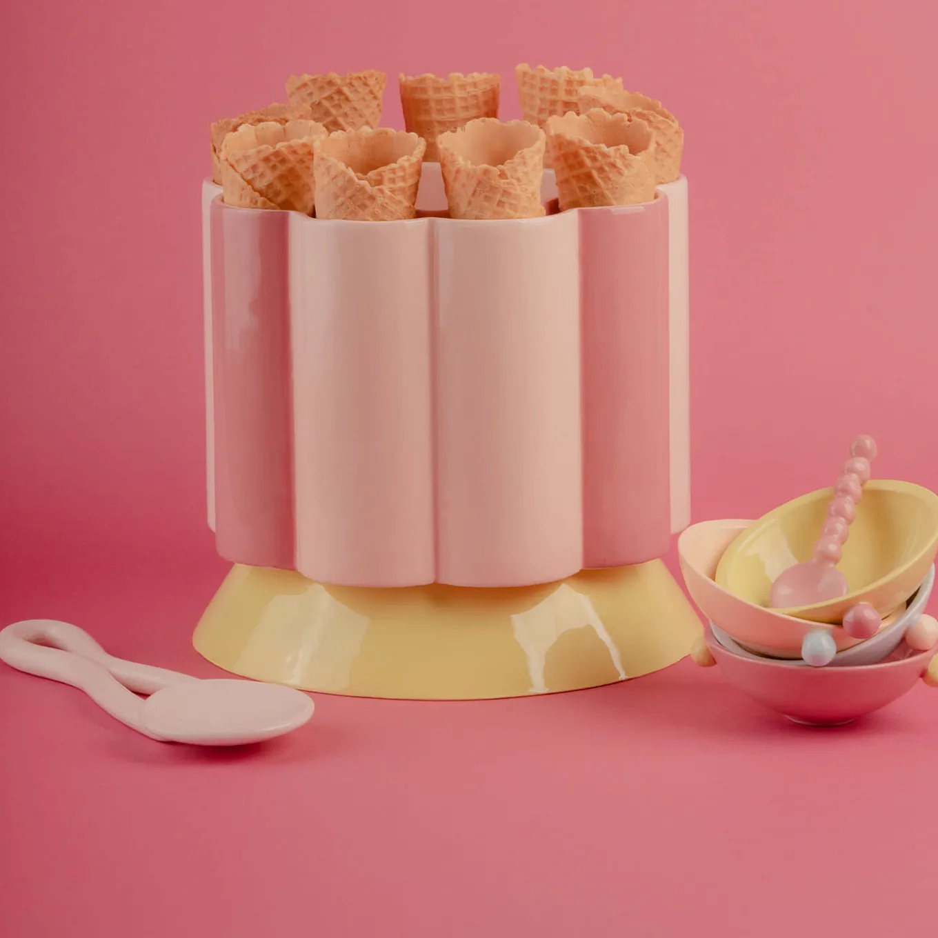 Carosello Coppa grande in ceramica multicolore per gelato