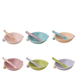 Carosello Set di 6 Coppette e Cucchiaini in Ceramica Multicolore
