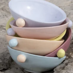 Carosello Set di 6 Coppette e Cucchiaini in Ceramica Multicolore