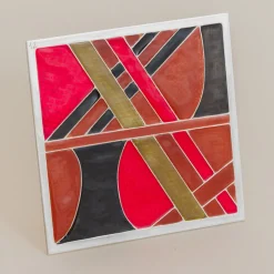 Carré Cloisonné su ferro Pezzo d'arte decorativa #2