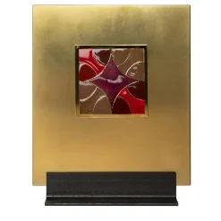 Carré Cloisonné su ottone Pezzo d'arte decorativa #1