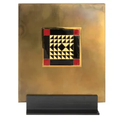 Carré Cloisonné su ottone Pezzo d'arte decorativo #22