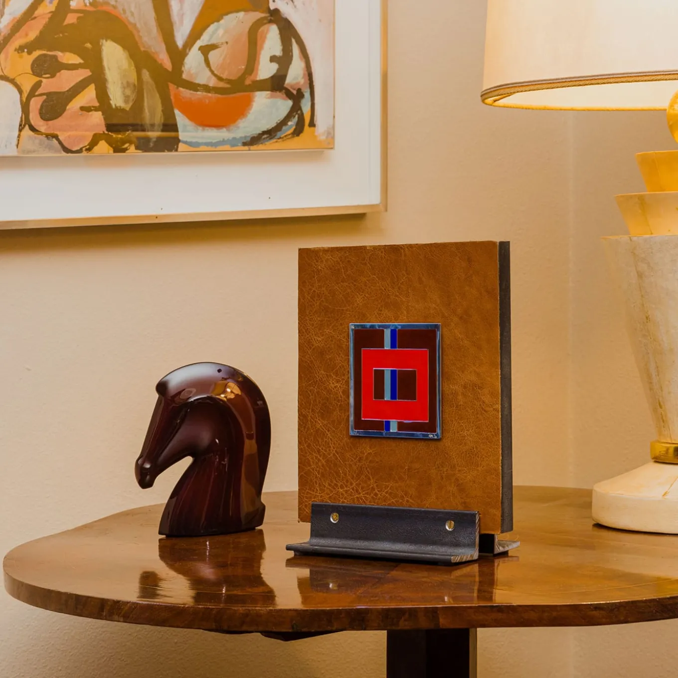 Carré Cloisonné su pelle Pezzo d'arte decorativa #16