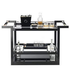 Carrello bar Elia nero con intarsi in corno