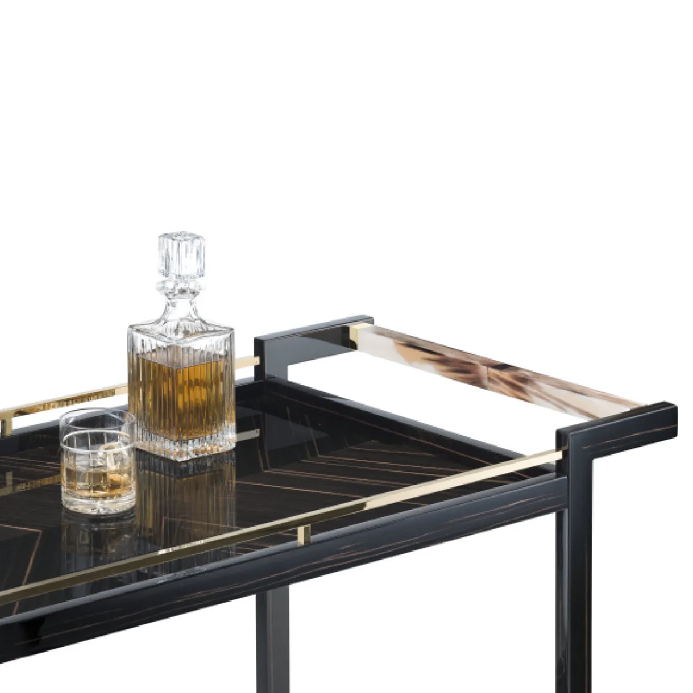 Carrello da bar in legno di ebano
