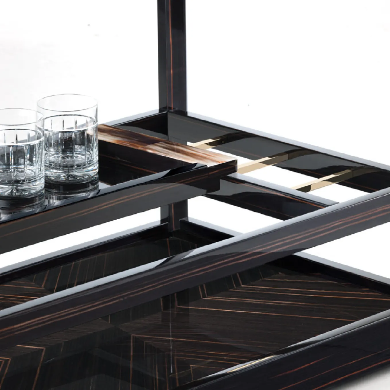Carrello da bar in legno di ebano