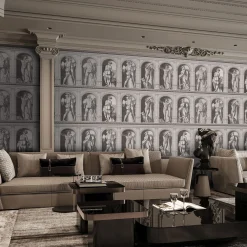 Carta da parati Archistatue con motivo di statue grigie