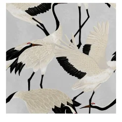 Carta da Parati Asiatica con Airone Grigio