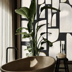 Carta da parati astratta extra large in bianco e nero