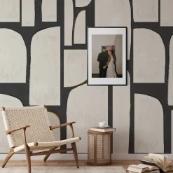 Carta da parati astratta extra large in bianco e nero