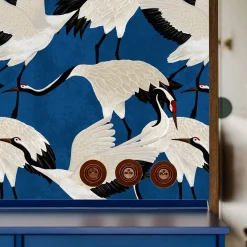 Carta da Parati Blu Chinoiserie Asiatica