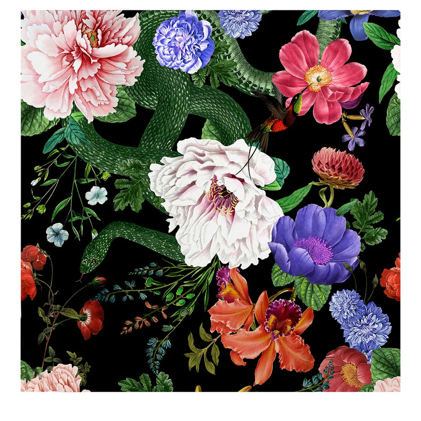 Carta da Parati Botanica Floreale Scura