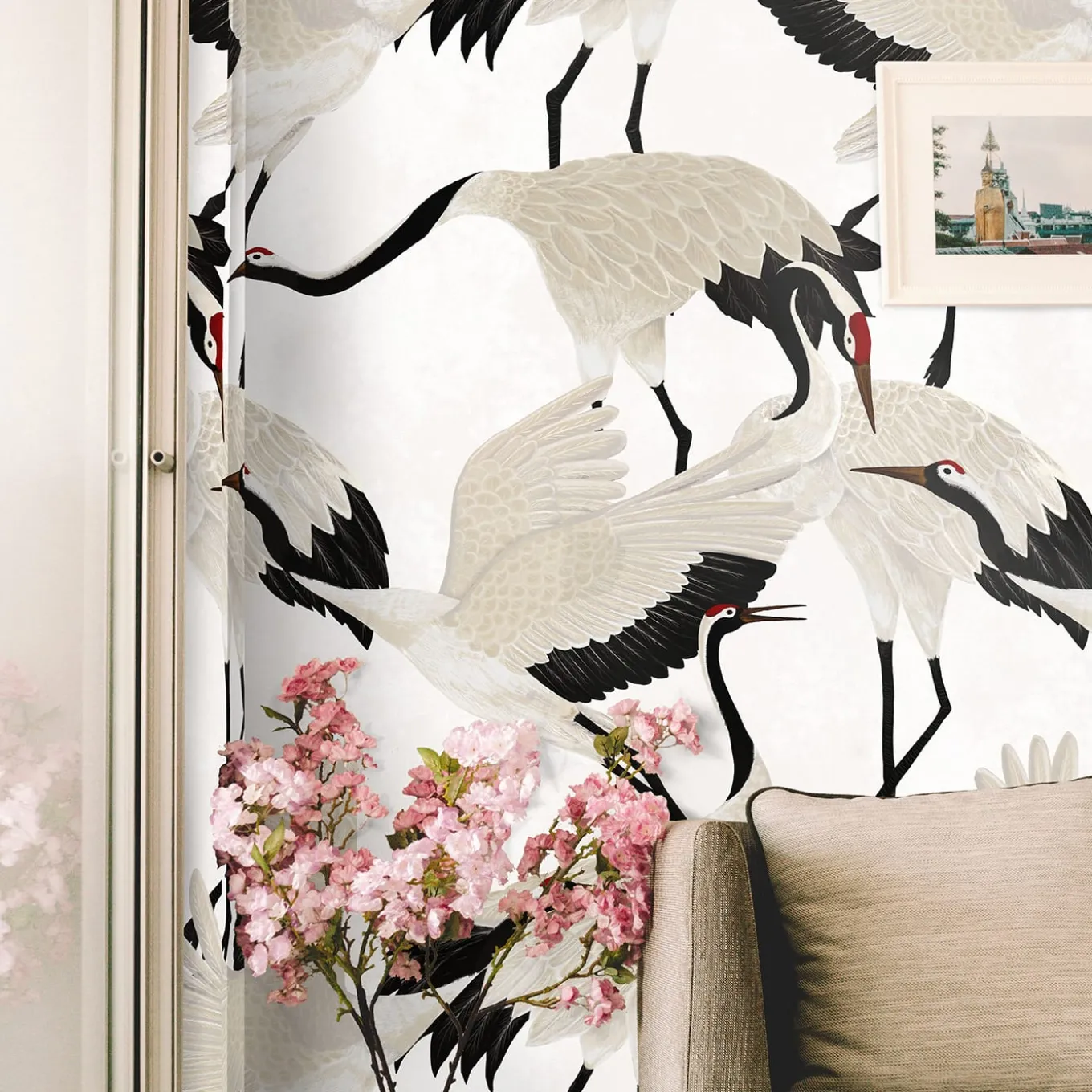 Carta da Parati con Airone Bianco