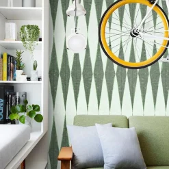 Carta da Parati Etnica Retro Verde