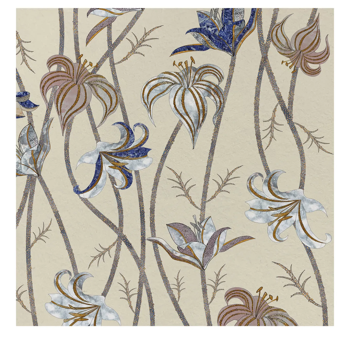 Carta da parati Fiori Caffelatte