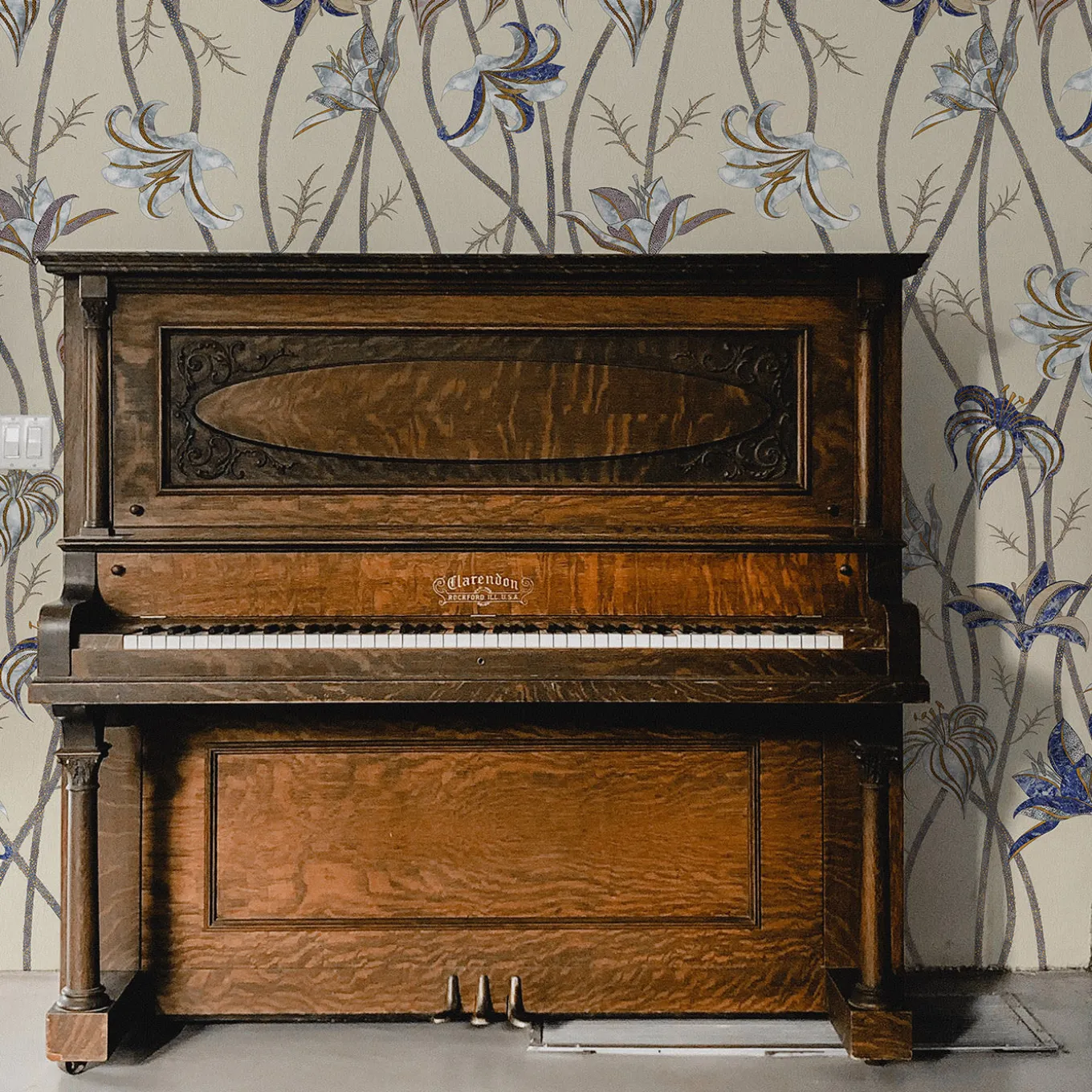 Carta da parati Fiori Caffelatte