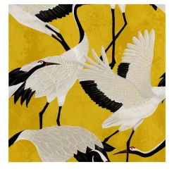 Carta da Parati Giapponese con Airone Dorato