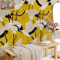 Carta da Parati Giapponese con Airone Dorato