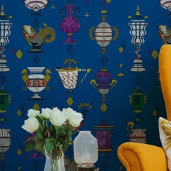 Carta da parati Ludovica Blu Elettrico