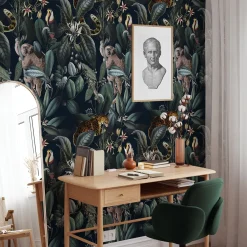 Carta da parati scura della giungla selvaggia tropicale