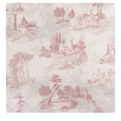 Carta da Parati Toile Vintage Francese Rosa