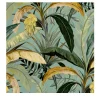 Carta da parati verde e gialla con foglie di banano
